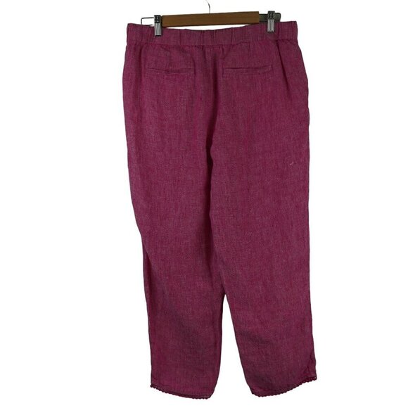 EUC Talbots Fuschia Cropped Linen Pull-on Pants‎ Size 8 - Picture 2 of 10
